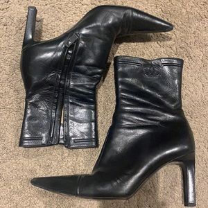 Chanel vintage pointy toe boot